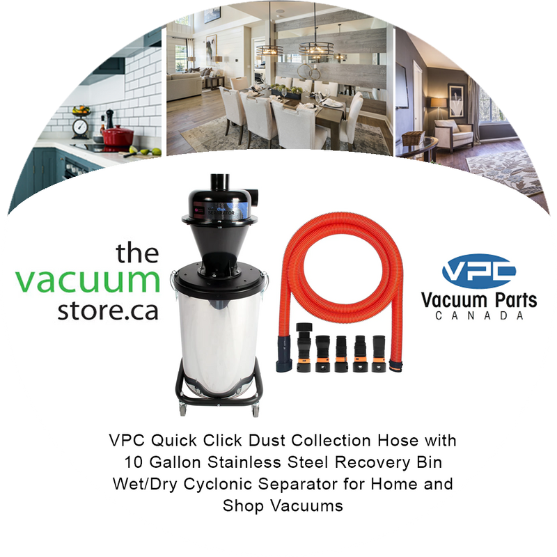 Load image into Gallery viewer, VPC Quick Click Dust Collection Hose with 10 Gallon Stainless Steel Recovery Bin | Wet/Dry Cyclonic Separator for Home and Shop Vacuums
