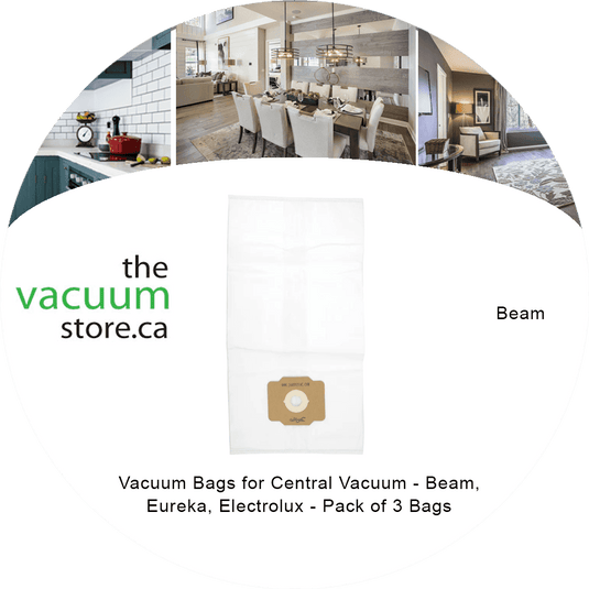 Vacuum Bags for Central Vacuum - Beam, Eureka, Electrolux - Pack of 3 Bags