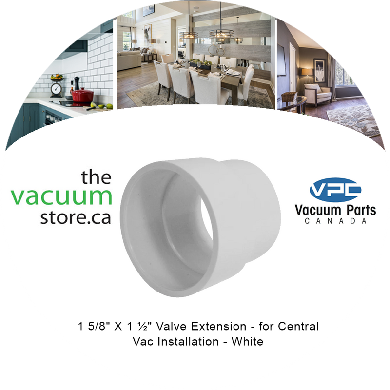 Load image into Gallery viewer, 1 5/8 inches   X 1 ½ inches Valve Extension - for Central Vac Installation - White
