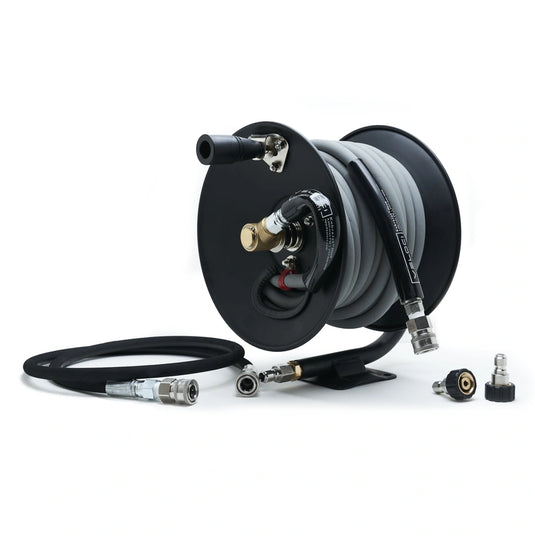 MTM Hydro Premium KobraJet Ensemble de dévidoir 100' - No Mark Grey