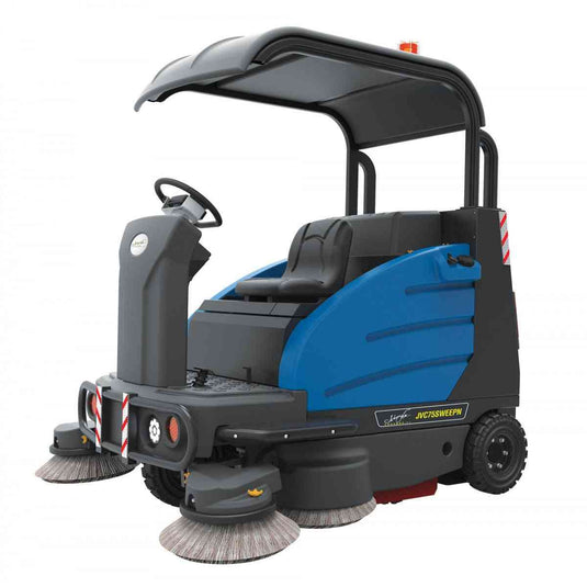 Johnny Vac Industrial Ride-On Sweeper Machine - 74.25" Cleaning Path - Battery and Charger